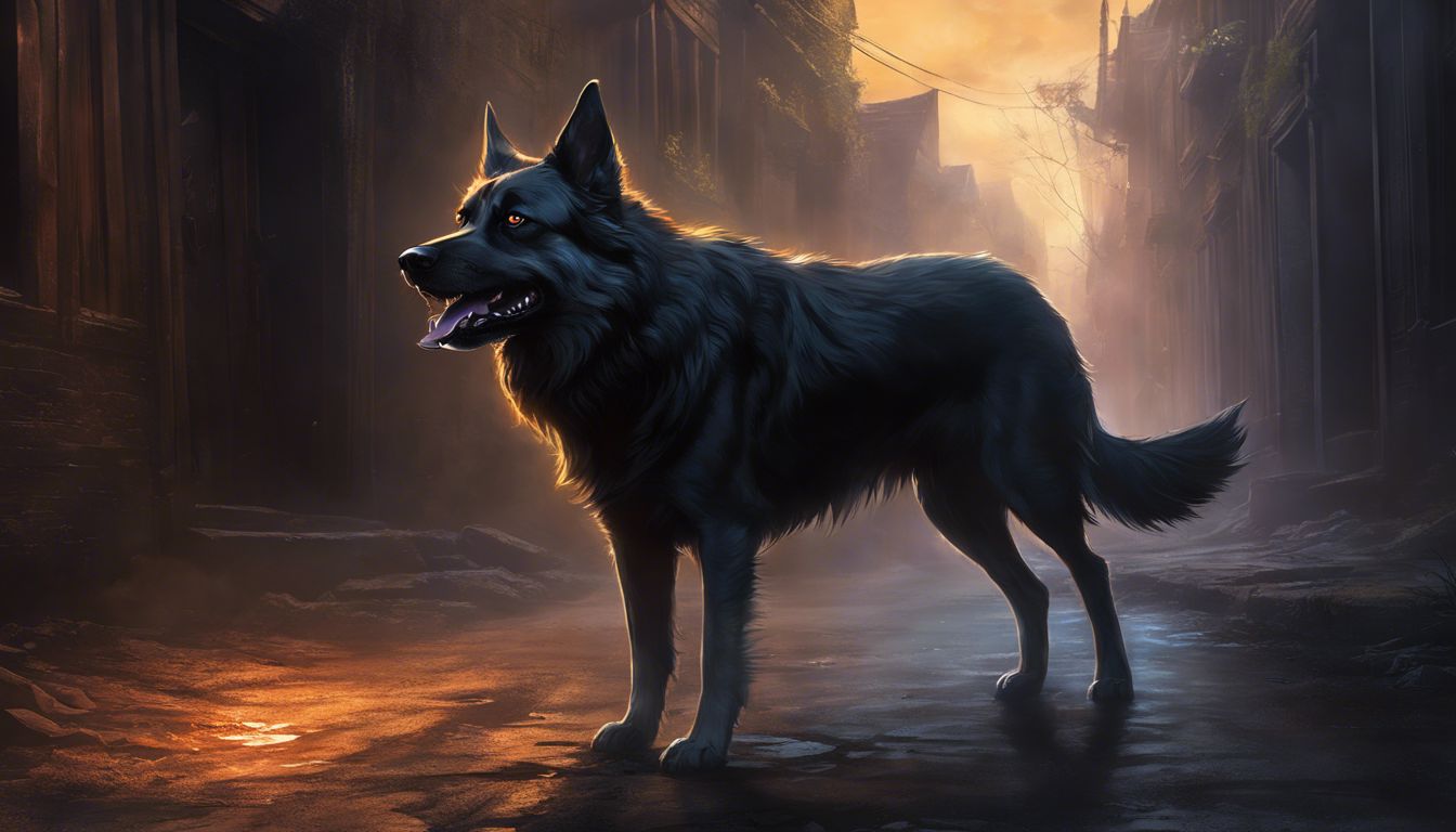 Un chien féroce et hargneux dans une ruelle sombre et vide