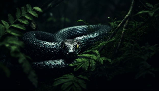 un serpent noir dans la nature