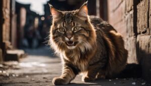 an cat threatening to attack